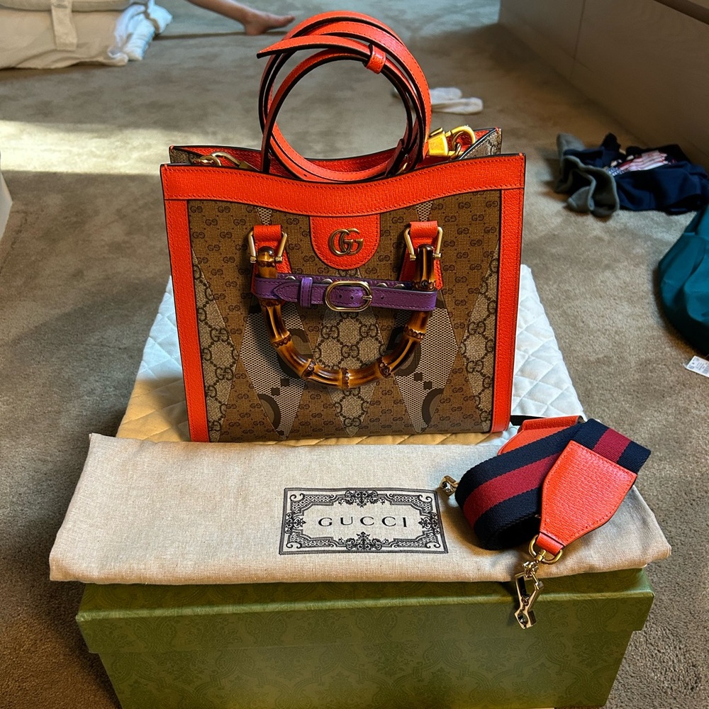 NIB Gucci limited edition Diana handbag with multi GG canvas